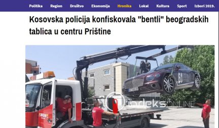 GRAČANICA, KOSOVO, SRBIJA! Takozvana kosovska policija u centru Prištine zaplenila BENTLI BEOGRADSKIH TABLICA jer je "provocirao na društvenim mrežama"!