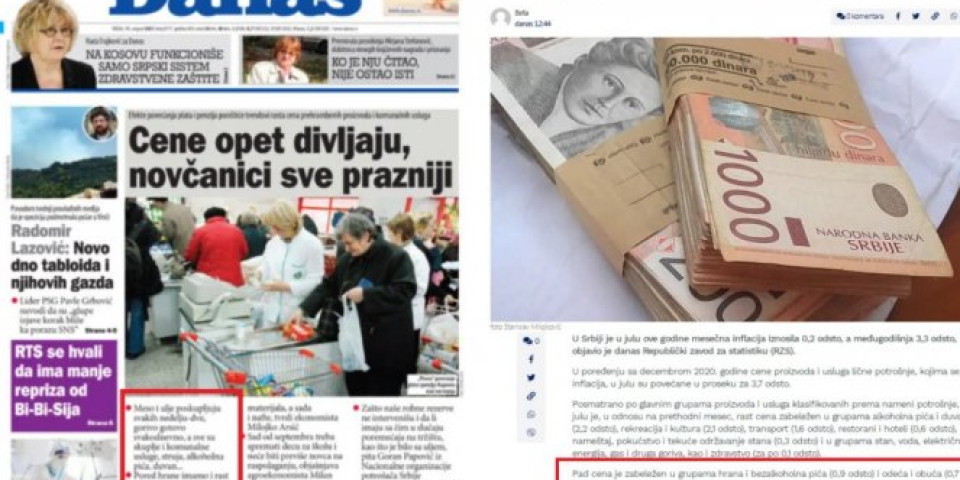 Lažovi! Đilasovski portal juče objavio histeričan naslov o divljanju cena u Srbiji i gladovanju naroda, DEMANTOVALA GA ZVANIČNI STATISTIKA RZS! Foto