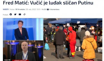 Đilasovska televizija vodi iz Hrvatske kampanju protiv Srbije:  VUČIĆ JE LUD KAO PUT!