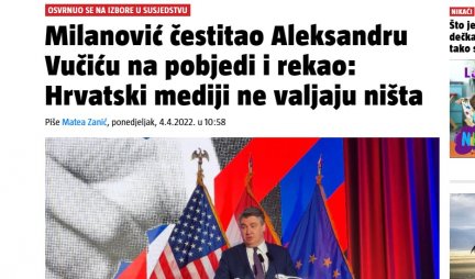 Milanović čestitao Aleksandru Vučiću na pobjedi i rekao: Hrvatski mediji ne valjaju ništa