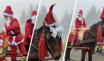 PRIZOR KAO IZ BAJKE! Konj Čarli dovukao kočije, a mali Miloš je Deda Mraz, pogledajte kako izgleda praznična čarolija u selu Gorobilje (VIDEO/FOTO)