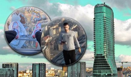 SNIMAK KOJI LEDI KRV U ŽILAMA! Influenser se popeo i prošetao po vrhu Kule Beograd, ovim potezom sve ŠOKIRAO! (VIDEO)