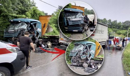 (FOTO) JEZIVA NESREĆA U ORAŠCU: Sudarila se dva kamiona, saobraćaj u prekidu