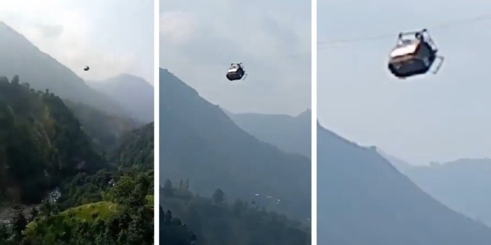 Stravično, deca zarobljena na visini od 370 metara iznad provalije! Jedna sajla već pukla (VIDEO)