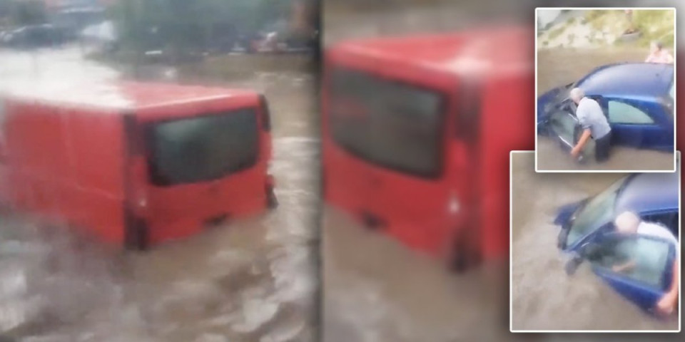 (VIDEO) Voda očajnički "guta" automobil, baka i deka pokušavaju da ga izvuku! Nova apokaliptična scena iz Novog Sada