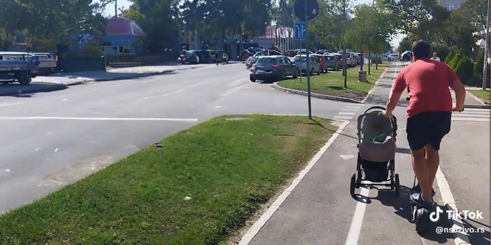Vozi trotinet i gura bebu u kolicima! Razapeli ga na društvenim mrežama, otac izazvao bes javnosti