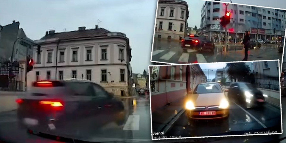 Ludilo na ulicama Novog Sada! Pogledajte kako vozač pretiče automobile pred raskrsnicom, a onda proleće na crveno svetlo! (VIDEO)