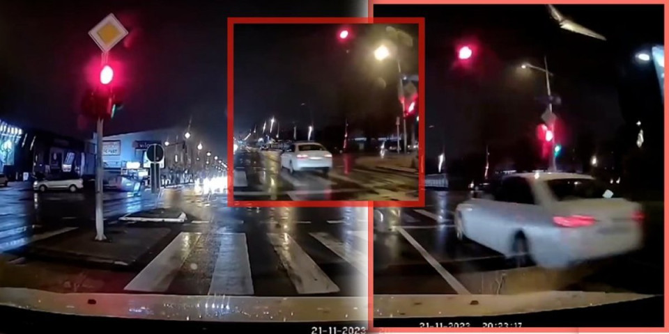 Ovako se gubi glava! Vozač "audija" prolazi "na crveno svetlo", građani u šoku: "Nije ni trepnuo" (VIDEO)