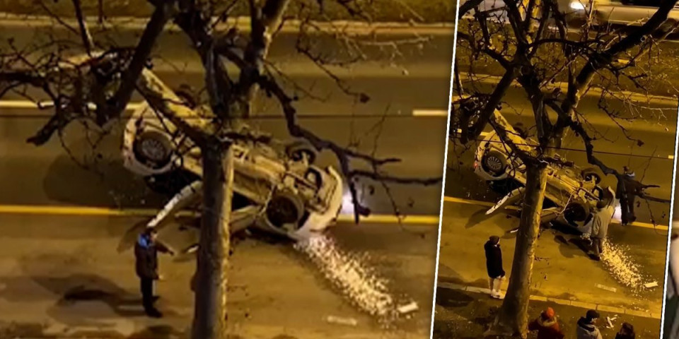Vozač napravio salto pa se prevrnuo na krov! Nesreća za Ginisa u Novom Sadu (FOTO)