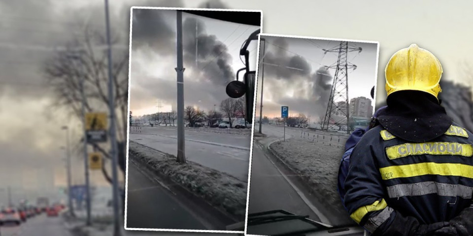 Prvi snimci požara u beogradskom tržnom centru! Bukti vatra u bloku 70, crni dim se nadvio nad Novim Beogradom! (VIDEO)