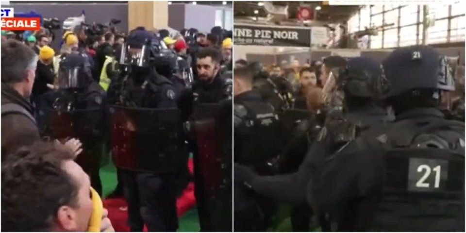 Haos na sajmu poljoprivrede u Parizu! Farmeri probili kapije, Makron zabarikadiran, policajci leže u slami sa kozama! (VIDEO)
