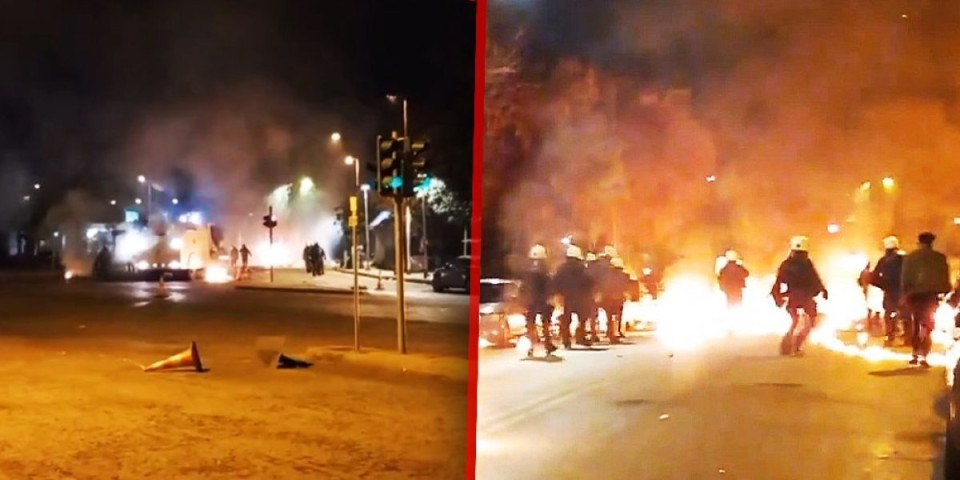 (VIDEO) Naoružane osobe sa kapuljačama napadaju! Grad u plamenu, molotovljevim koktelima gađaju policiju