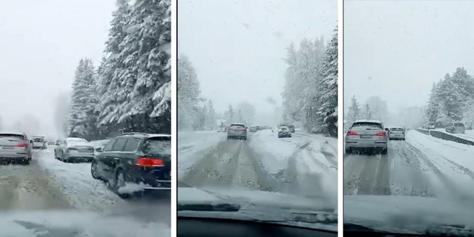 Mećava na Zlatiboru! Sneg iznenadio vozače i napravio haos na putu (VIDEO)