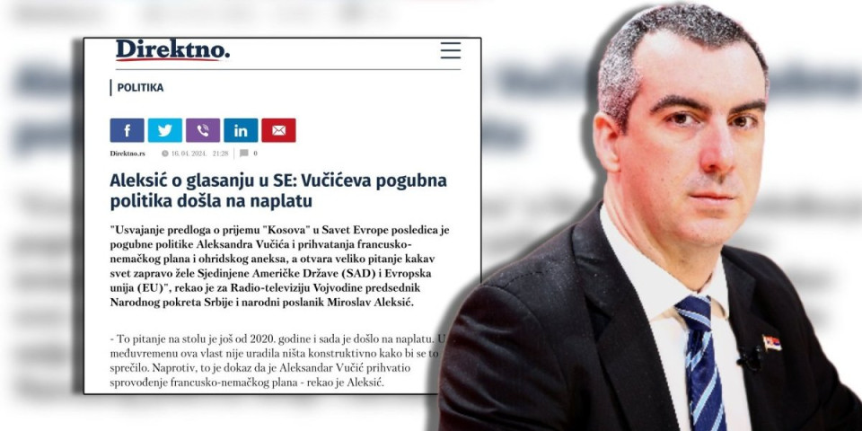 Orlić odogovrio Aleksiću: Kakav svet žele bednici koji glasaju za "Kosovo" u Savetu Evrope? Pa, žele isto kao i on, isti su!