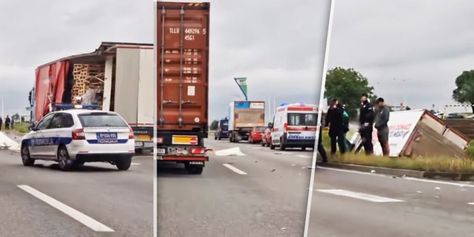 Jedan kamion teško oštećen, drugi sleteo s puta: Težak udes kod aerodroma "Nikola Tesla", delovi rasuti svuda po kolovozu (VIDEO)