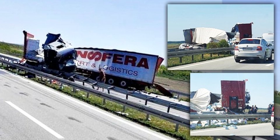 Fotografije jezivog udesa kod Kovilja! Kamion potpuno uništen, gužve kilometarske (FOTO)