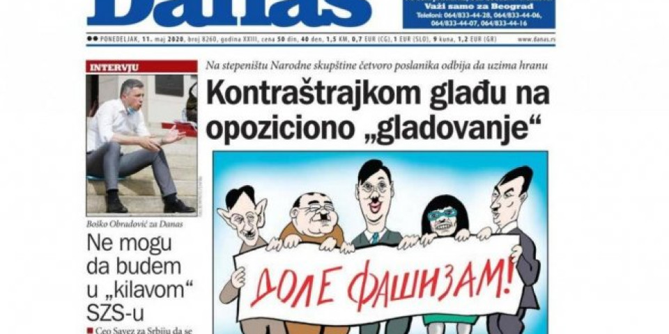 ĐILASOV "DANAS" PLJUNUO U LICE SVIM ŽRTVAMA FAŠIZMA! Objavili još jednu idiotsku karikaturu na kojoj predsednika Vučića porede sa Hitlerom!