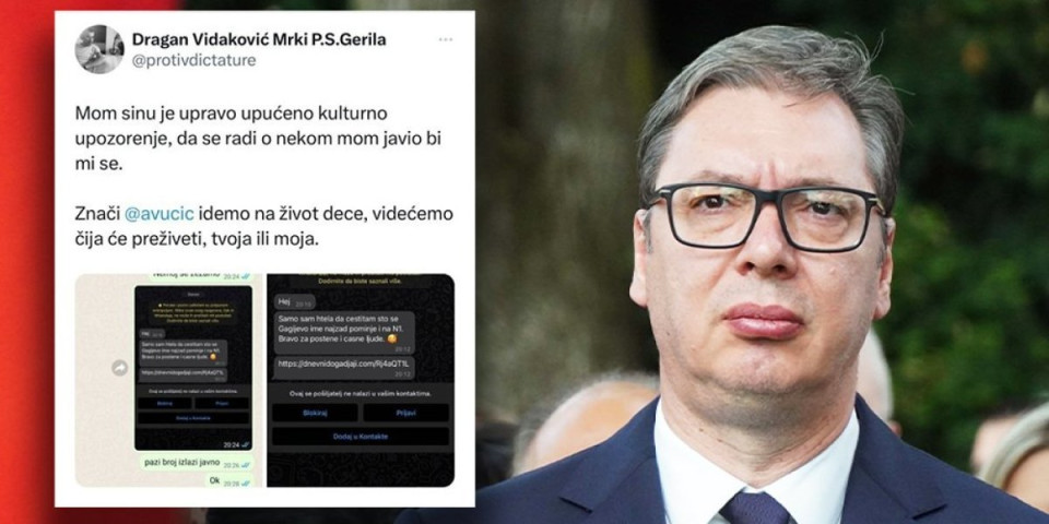 Opozicioni tviteraš preti na najstrašniji način: Vučiću, ubiću ti i sina Danila i ćerku Milicu!
