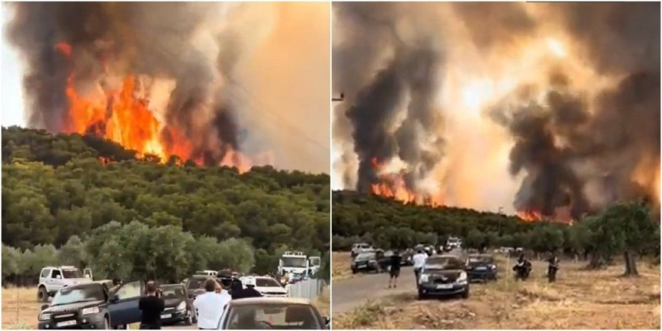 (VIDEO) Nebo sivo od dima, ljudi u kolonama beže od vatre: Stravični prizori na Rodosu, najveća evakuacija u istoriji Grčke, srpski turisti na sigurnom!