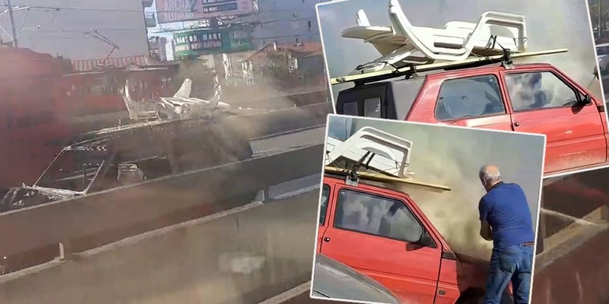 Pikap izgoreo na Autokomandi tokom vožnje! Niko da pomogne vlasniku u gašenju vatre (FOTO/VIDEO)