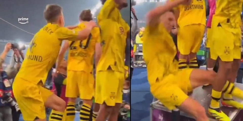 Strašan pad fudbalera Dortmunda tokom slavlja! (VIDEO)