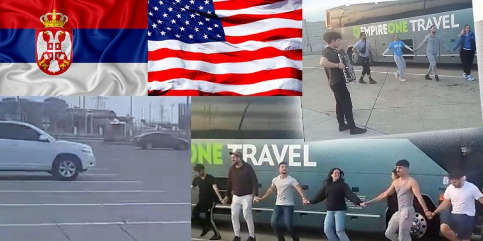 "Bravo braćo i sestre, nek se zna ko smo" Srbi izašli iz autobusa na granici SAD i Kanade i zaigrali kolo! Imaju i harmonikaša (FOTO, VIDEO)