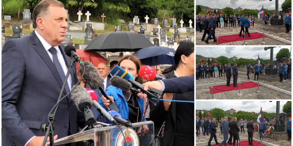 Dodik, Višković i Cvijanović položili vence na spomen-krst na grbolju u Bratuncu!