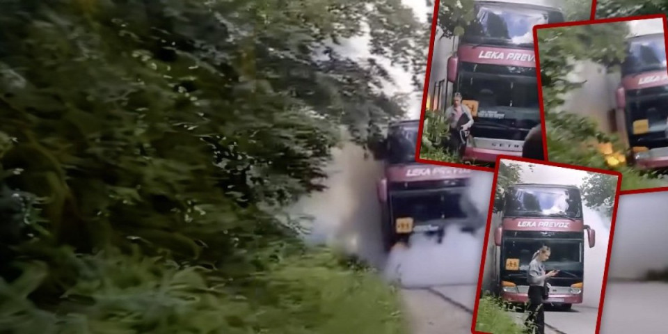 Snimak požara u autobusu koji je prevozio đake! Poznato i kako je vatra buknula